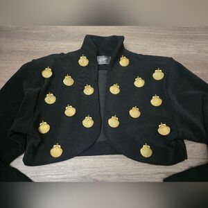 Susan By Night Gold Sea Shell Open Front Blazer Jacket Womens Size Large VTG